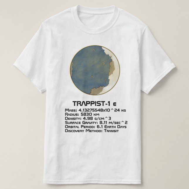 TRAPPIST-1 e Technical Data T-Shirt (Design Front)