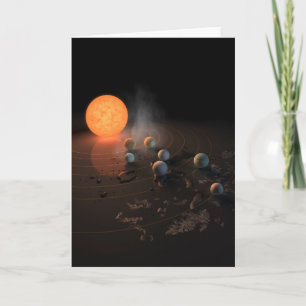 Trappist-1's Seven Planets In Orbit Around Star. Card