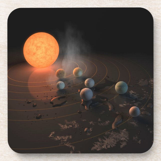 Trappist-1's Seven Planets In Orbit Around Star. Coaster (Front)