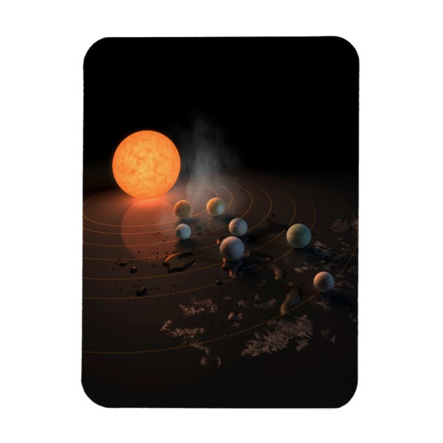 Trappist-1's Seven Planets In Orbit Around Star. Magnet (Vertical)