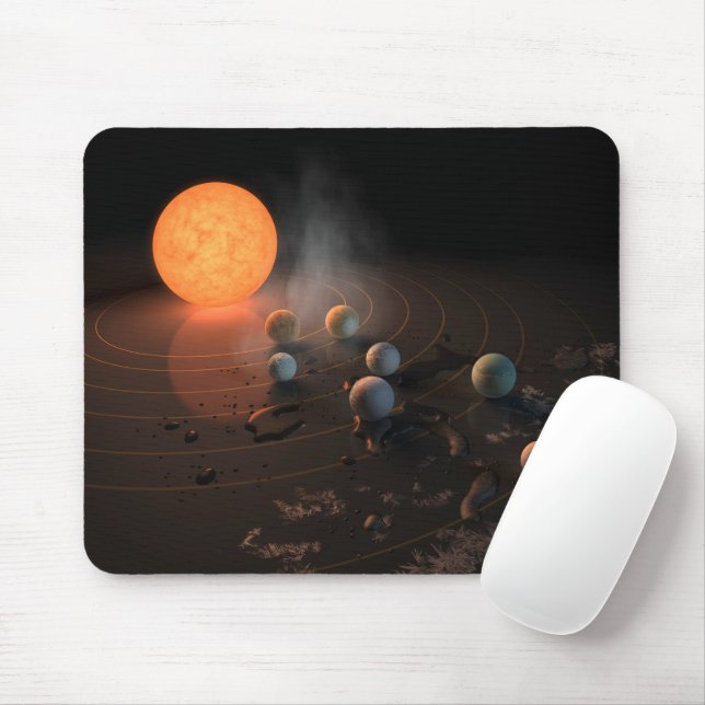 Trappist-1's Seven Planets In Orbit Around Star. Mouse Pad (With Mouse)
