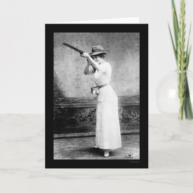 Trapshooting Woman with Shotgun 1914 Card (Front)