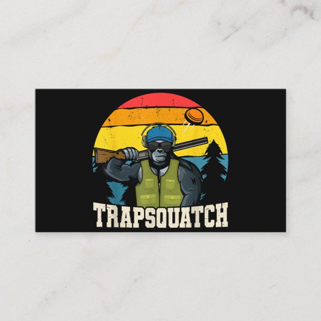 Trapsquatch Bigfoot Funny Clay Trap Shooting Men Business Card (Front)