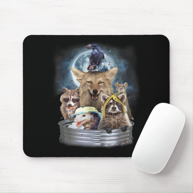 Trash Animals Howling at the Moon Funny Team Trash Mouse Pad (With Mouse)
