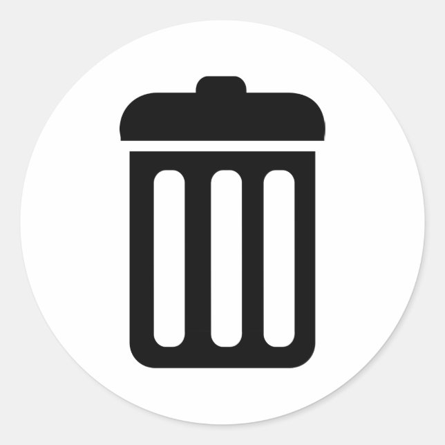 Trash bin symbol classic round sticker (Front)