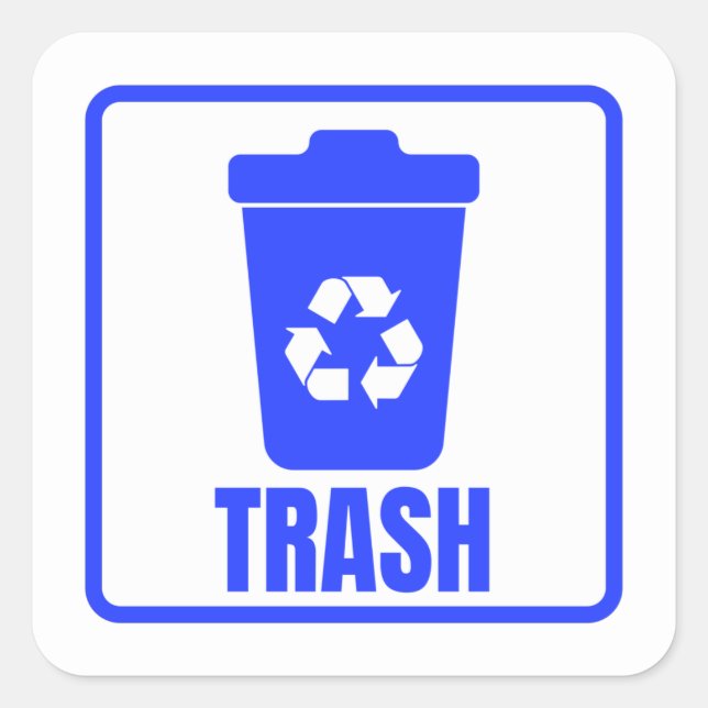 Trash Can blue Classic  Square Sticker (Front)