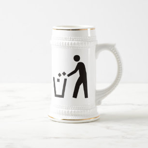Trash Can Sign Beer Stein