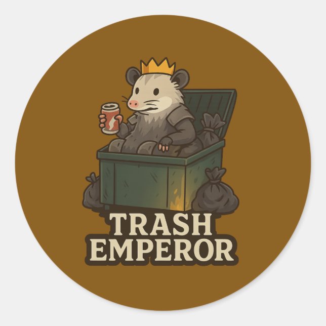 Trash Emperor – Funny Possum Sticker (Front)