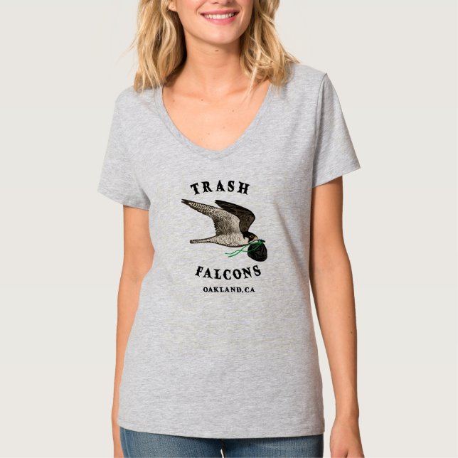 Trash Falcons Official V-Neck T Shirt - Light Grey (Front)