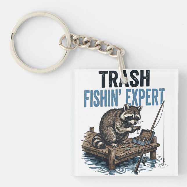 Trash Fishin' Expert Raccoon Key Ring (Front)