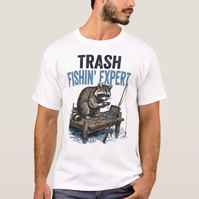 Trash Fishin' Expert Racoon T-Shirt (Front)