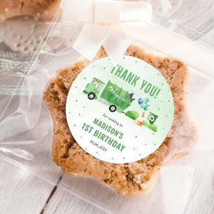 Trash Garbage Truck 1st Birthday Party Classic Round Sticker