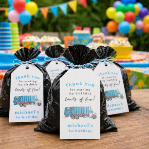 Trash Garbage Truck 1st Birthday Thank You Favour Gift Tags