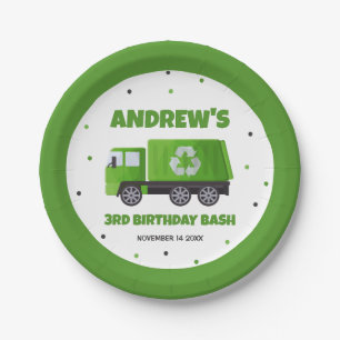 Trash Garbage Truck Birthday Paper Plate