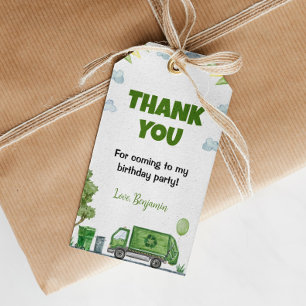 Trash Garbage Truck Birthday Thank You Tag