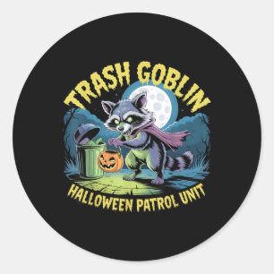 Trash Goblin Racoon Funny Halloween Patrol Classic Round Sticker