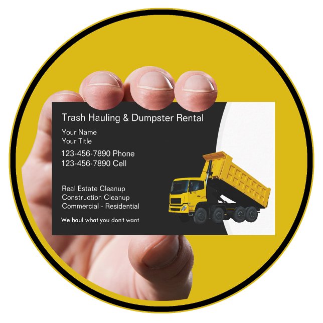Trash Hauling And Dumpster Rental Business Cards (Creator Uploaded)