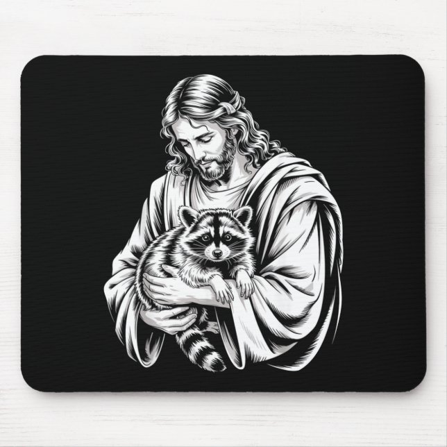 Trash Panda Jesus Raccoon Trashed Racoon Animal Ra Mouse Pad (Front)