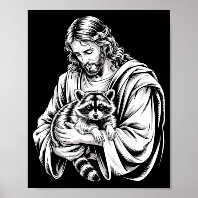 Trash Panda Jesus Raccoon Trashed Racoon Animal Ra Poster (Front)