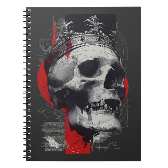 Trash Polka Crown Skull Red Black Grunge Notebook (Front)