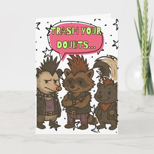 Trash Your Doubts Motivational Card (Front)
