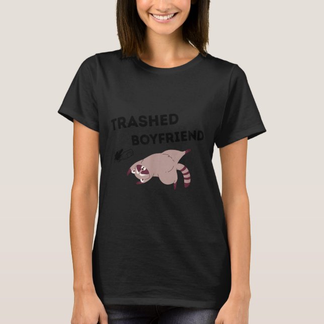 Trashed Boyfriend, Funny Trashed Panda Couples Pre T-Shirt (Front)
