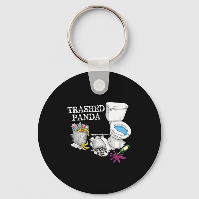 Trashed Panda Drunk Racoon Party Animal Meme Funny Key Ring (Front)