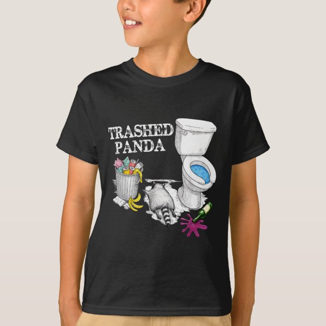 Trashed Panda Drunk Racoon Party Animal Meme Funny T-Shirt (Front)