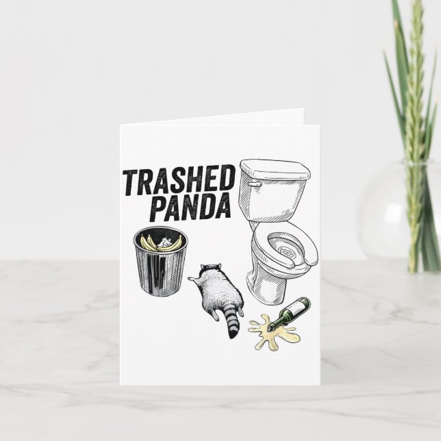 Trashed Panda, Funny Drunk Raccoon, Trash Panda Hu Card (Front)