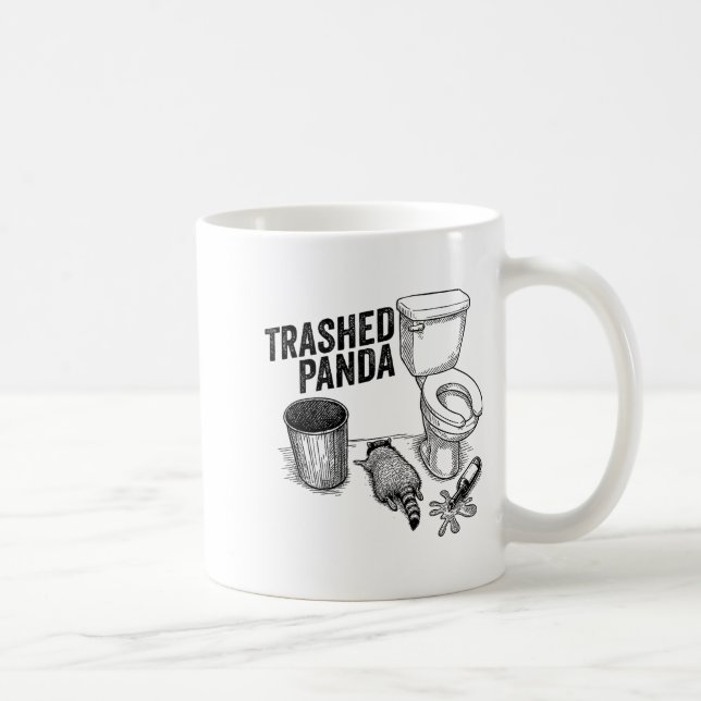 Trashed Panda, Funny Drunk Raccoon, Trash Panda Hu Coffee Mug (Right)