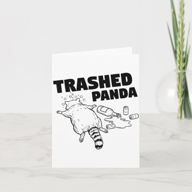 Trashed Panda Funny Drunk Racoon  Card (Front)