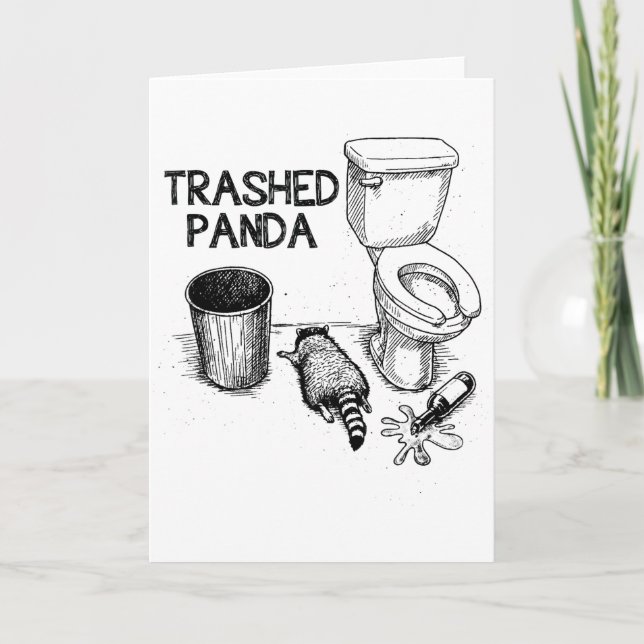 Trashed Panda Funny Drunk Racoon  Card (Front)