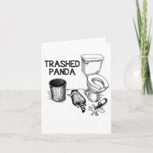 Trashed Panda Funny Drunk Racoon Card