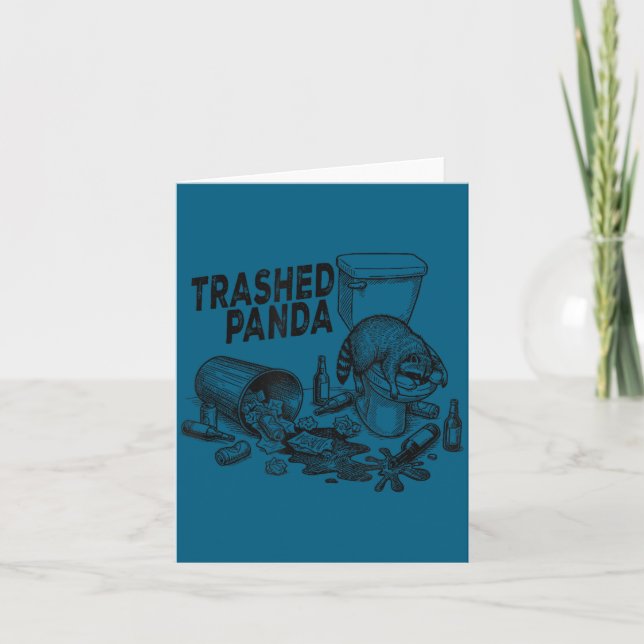 Trashed Panda Funny Drunk Racoon  Card (Front)