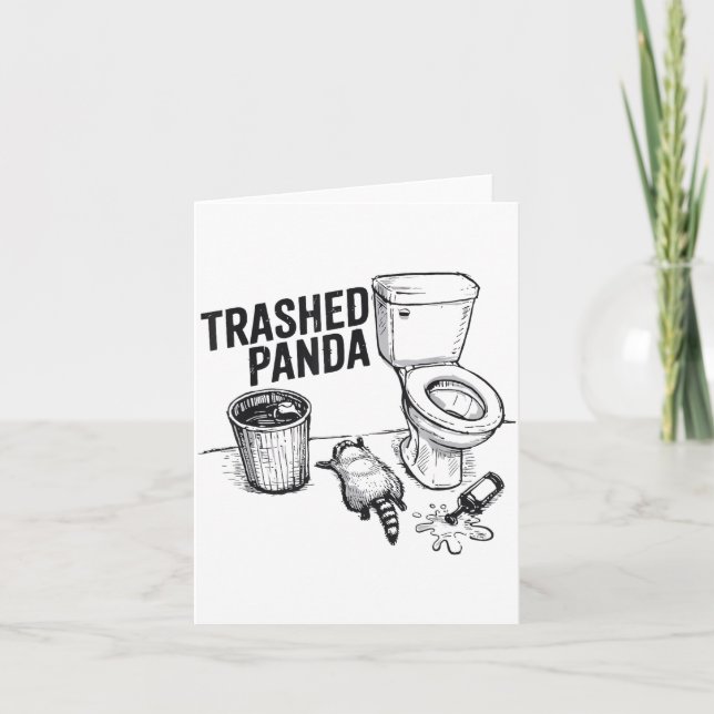 Trashed Panda Funny Drunk Racoon  Card (Front)