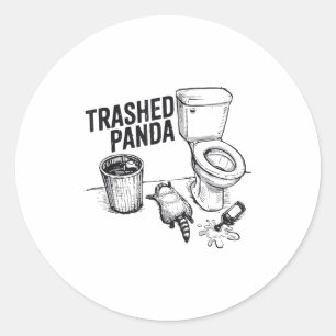 Trashed Panda Funny Drunk Racoon Classic Round Sticker