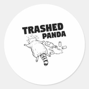 Trashed Panda Funny Drunk Racoon Classic Round Sticker