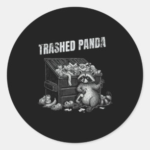 Trashed Panda Funny Drunk Racoon Cool Animals Grap Classic Round Sticker