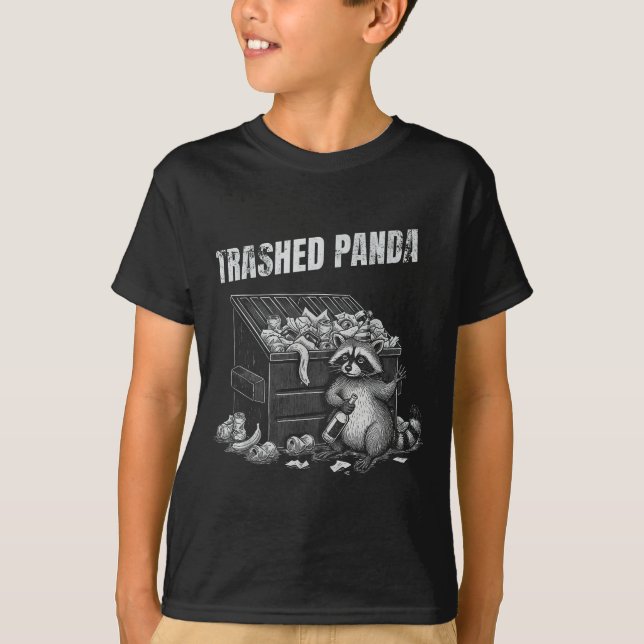 Trashed Panda Funny Drunk Racoon Cool Animals Grap T-Shirt (Front)