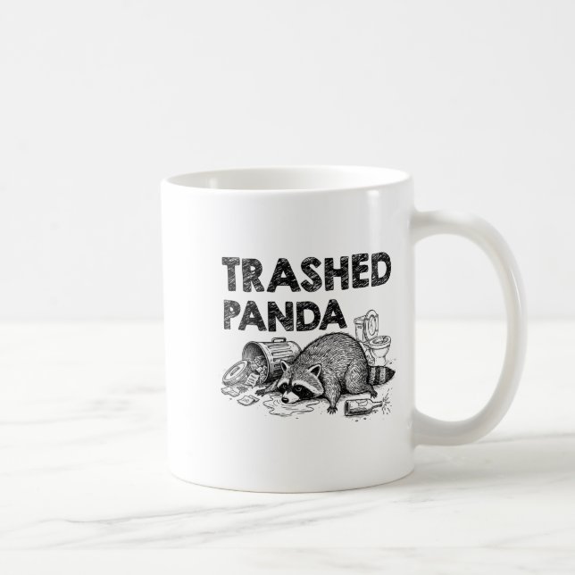 Trashed Panda Funny Drunk Racoon Gets Drunk Meme F Coffee Mug (Right)