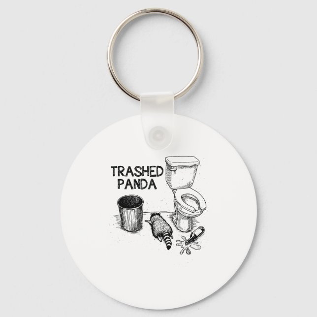 Trashed Panda Funny Drunk Racoon  Key Ring (Front)