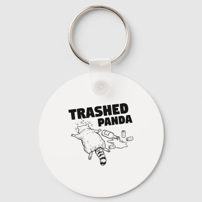 Trashed Panda Funny Drunk Racoon  Key Ring (Front)