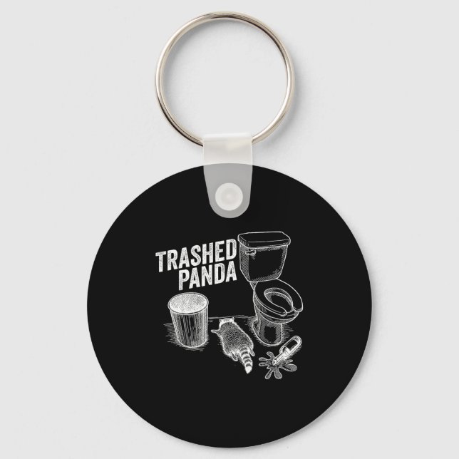 Trashed Panda Funny Drunk Racoon  Key Ring (Front)