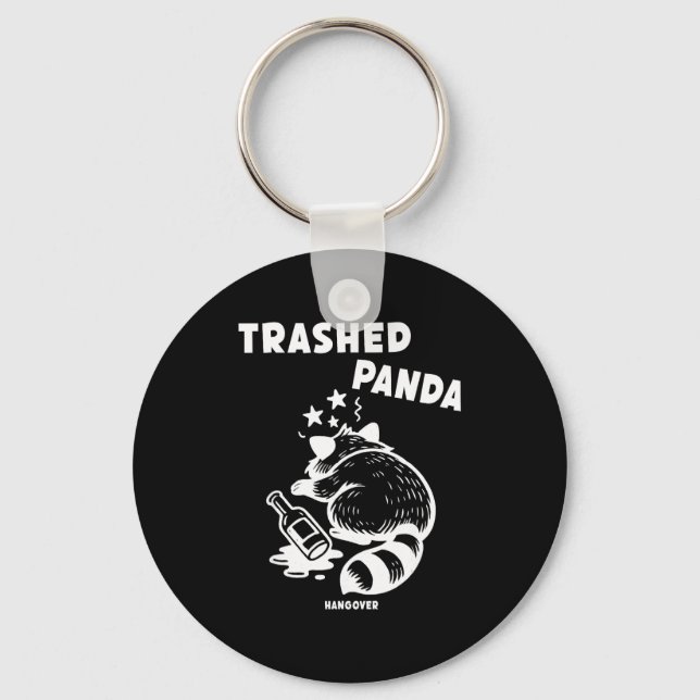 Trashed Panda Hangover Social Media Crazy Drunk Ra Key Ring (Front)