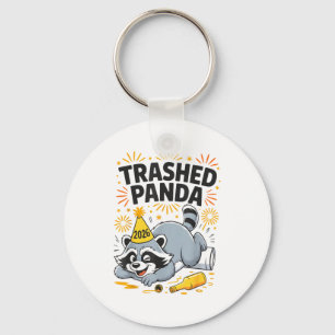 Trashed Panda New Year 2026 Funny Drunk Raccoon  Key Ring