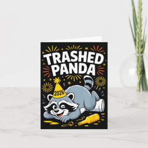 Trashed Panda New Year 2026 Funny Raccoon Design  Card