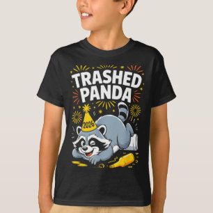 Trashed Panda New Year 2026 Funny Raccoon Design  T-Shirt