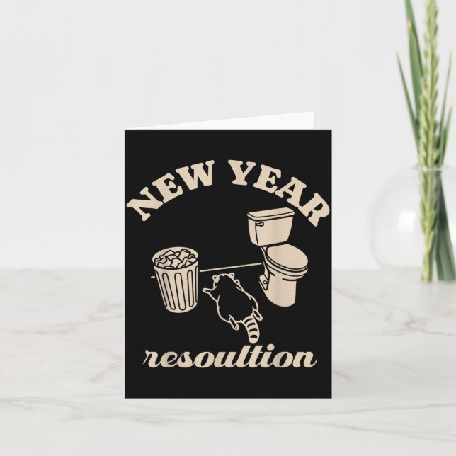 Trashed Panda New Year Resolution Funny Drunk Racc Card (Front)