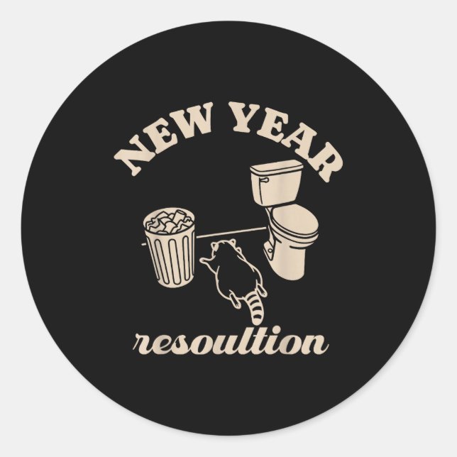 Trashed Panda New Year Resolution Funny Drunk Racc Classic Round Sticker (Front)