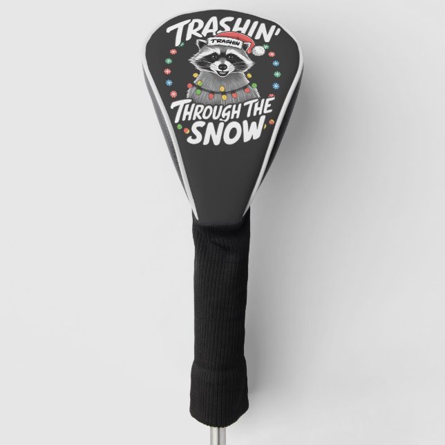 Trashing Through the Snow Funny Racoon Christmas Golf Head Cover (Front)